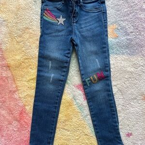 Kids' Blue Denim Jeans with Embroidered Fun Design - never worn